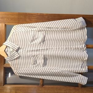 Old Navy, sheer white and blue striped blouse, size medium